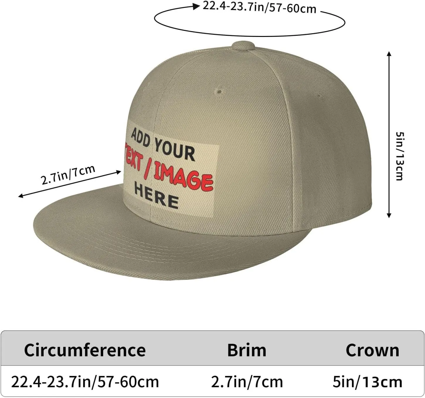 Custom Hat Personalized Flat Bill Snapback Hats for Men Women Design Your Own Image/Text/Logo Baseball Cap Gift