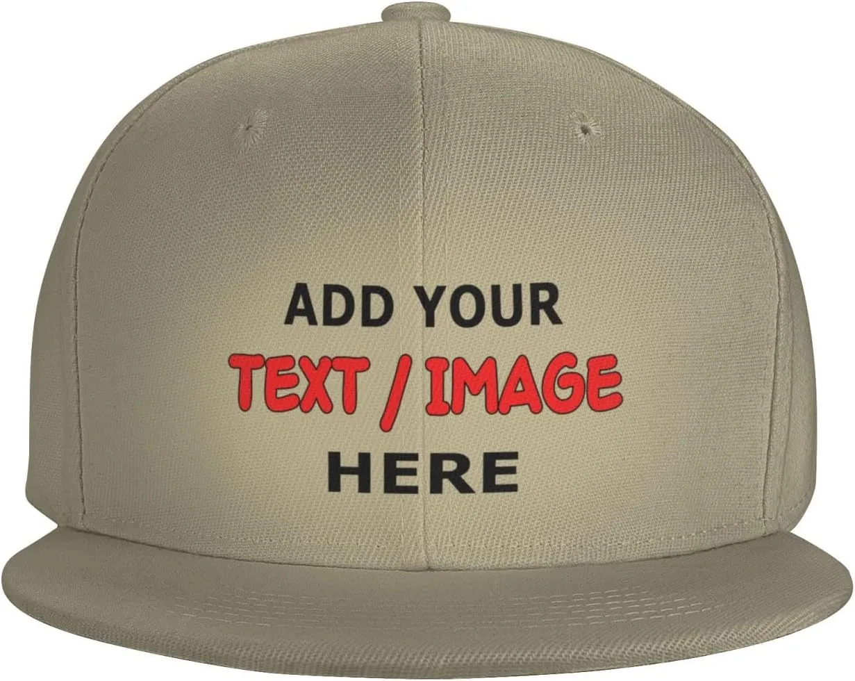 Custom Hat Personalized Flat Bill Snapback Hats for Men Women Design Your Own Image/Text/Logo Baseball Cap Gift
