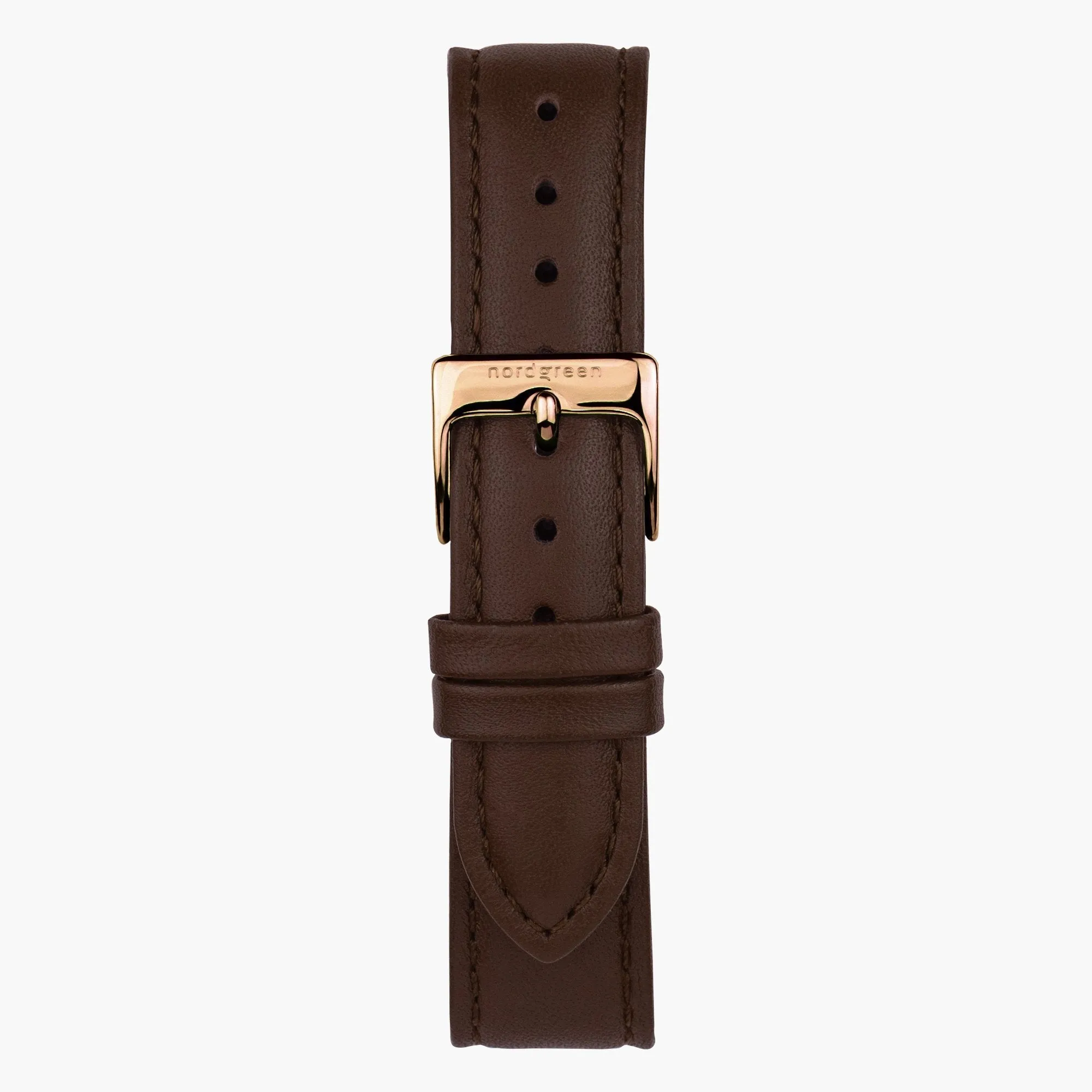 Dark Brown Leather Watch Strap - Rose Gold - 36mm
