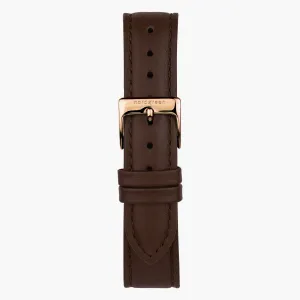Dark Brown Leather Watch Strap - Rose Gold - 36mm