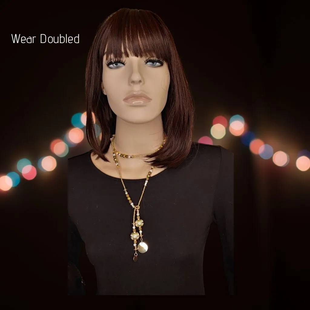 Decorative Bead And Pearl Lariat Necklace