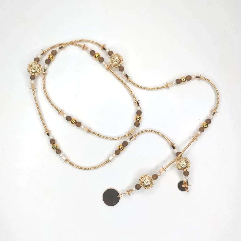 Decorative Bead And Pearl Lariat Necklace
