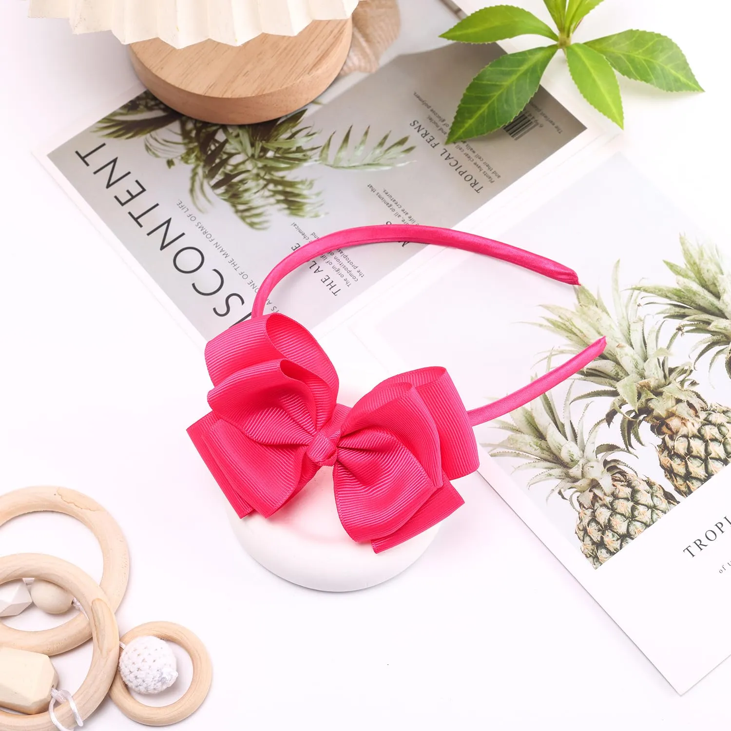 Double-Layered Cute Bow Headbands for Girls & Toddlers  Multicolor, Stylish & ComfortableHot Pink