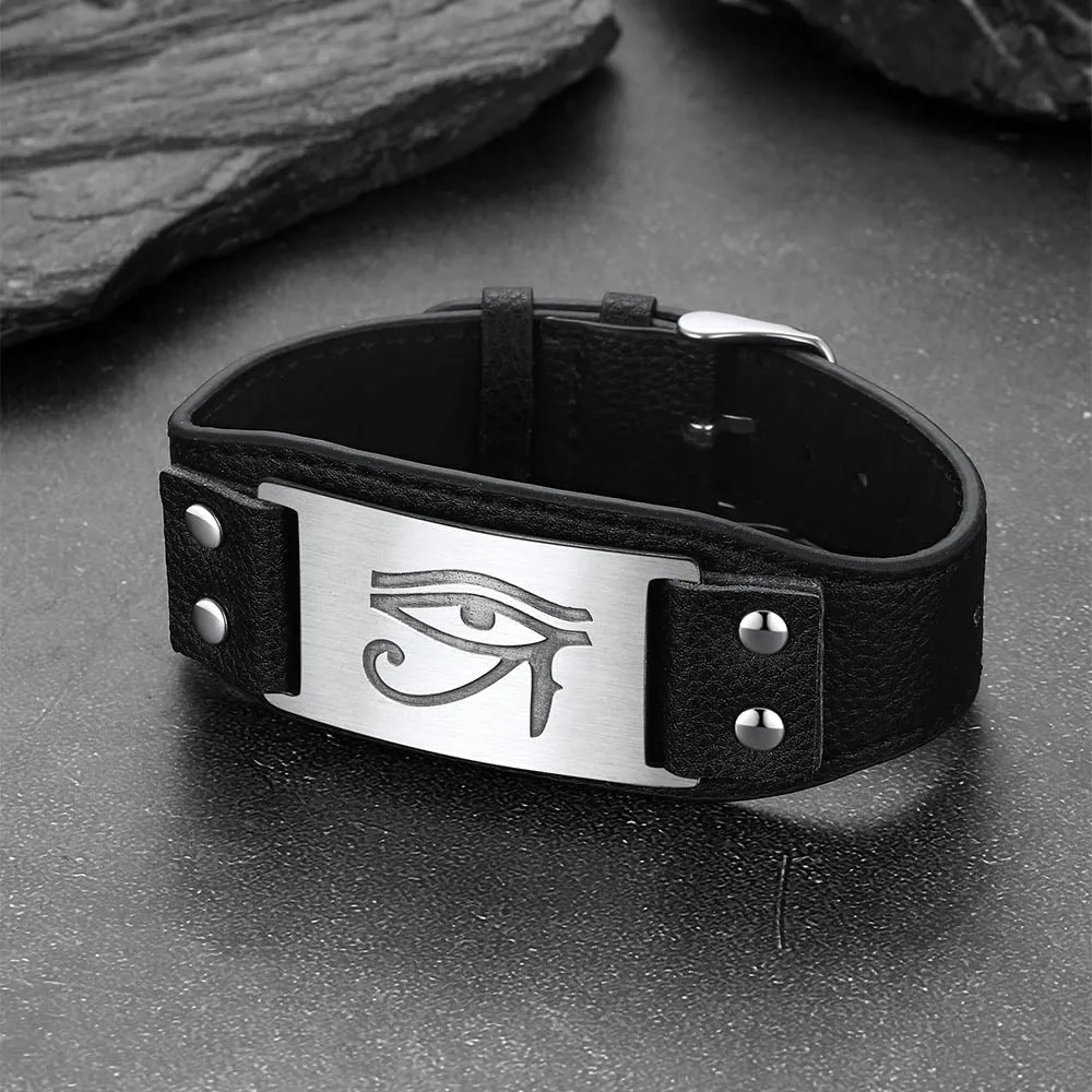 Egyptian Horus Eye Leather Bracelet Wristband for Men Son