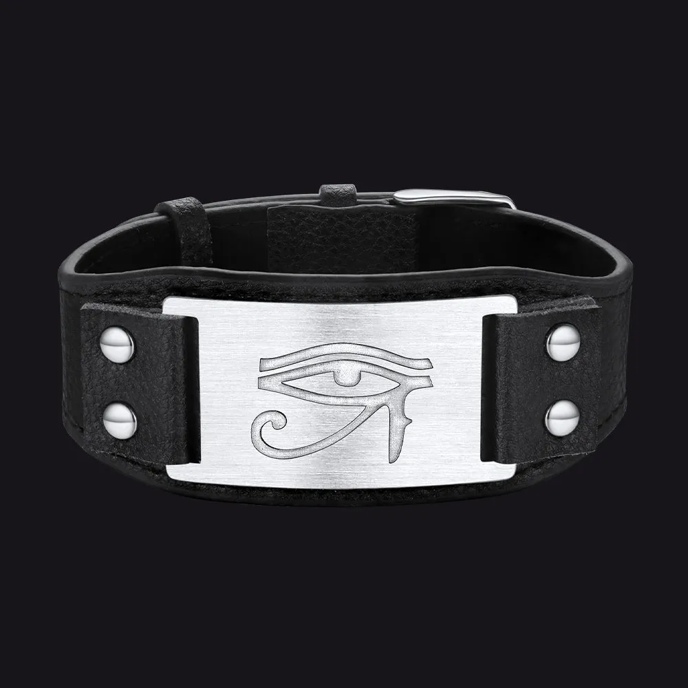 Egyptian Horus Eye Leather Bracelet Wristband for Men Son