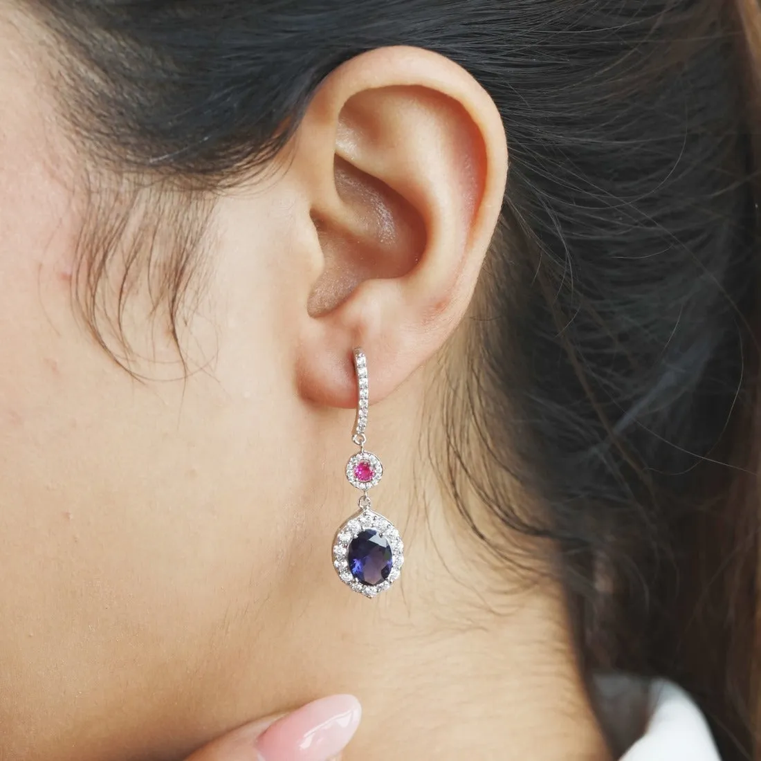 Enchanted Dazzle Rhodium-Plated 925 Sterling Silver Drop Earrings