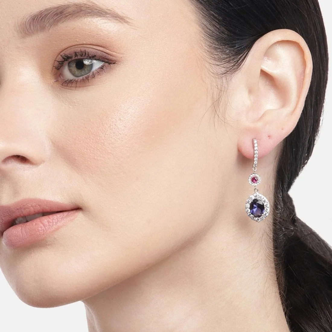 Enchanted Dazzle Rhodium-Plated 925 Sterling Silver Drop Earrings