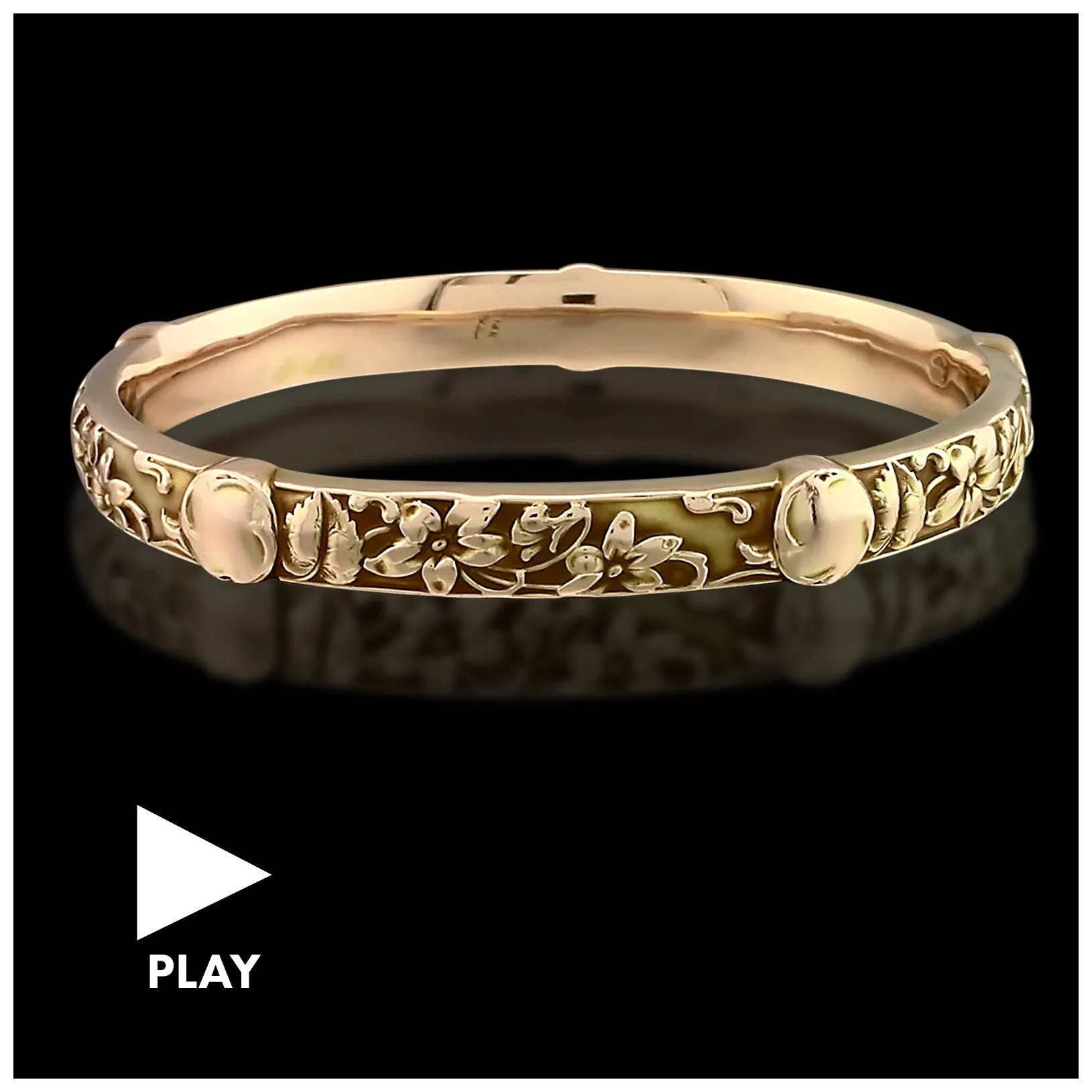Estate Decorative Engraved Gold Bangle