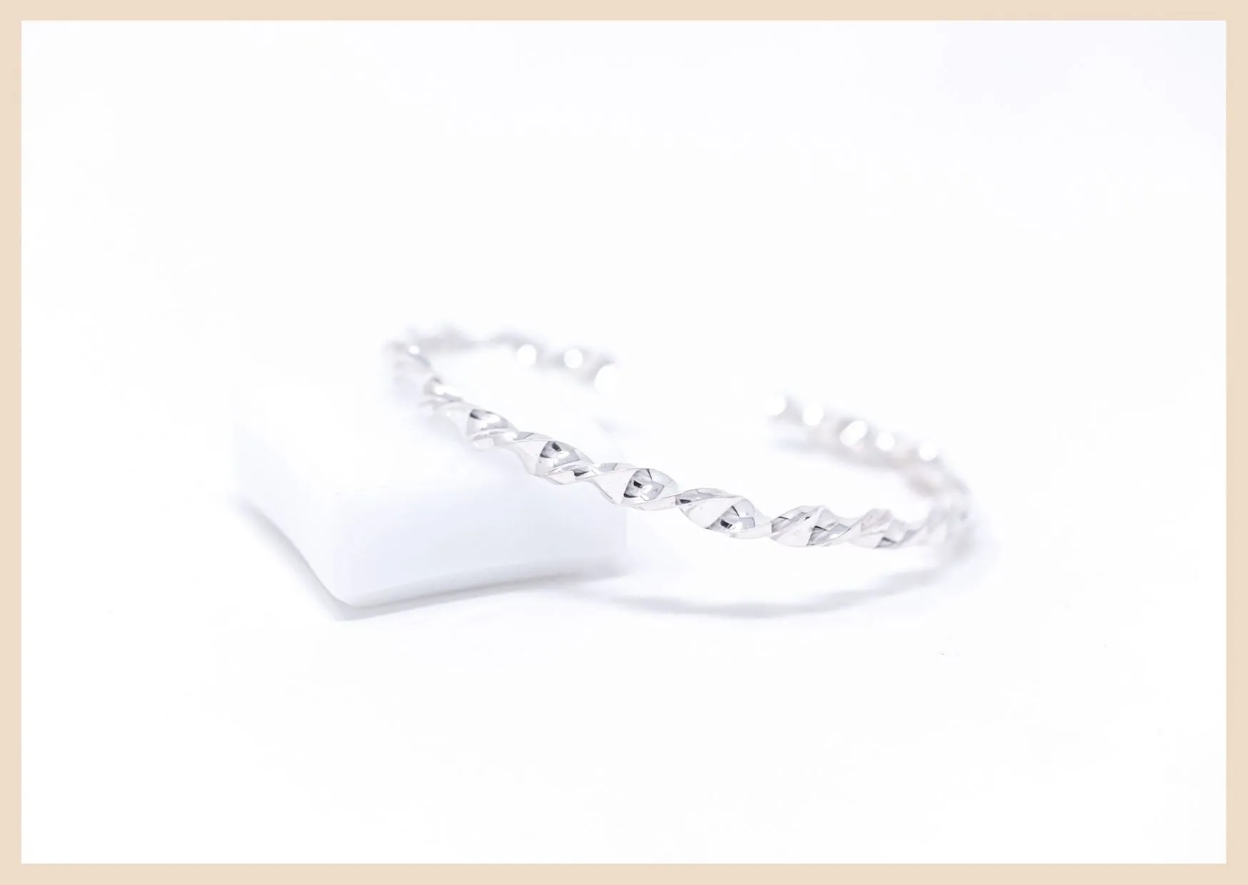 Ethereal Twist Silver Bangle Cuff Bracelet