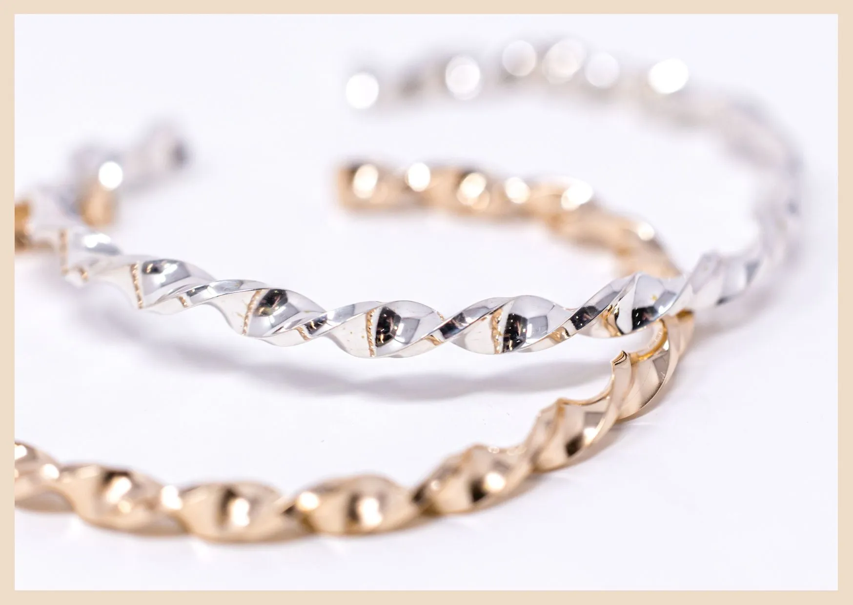 Ethereal Twist Silver Bangle Cuff Bracelet