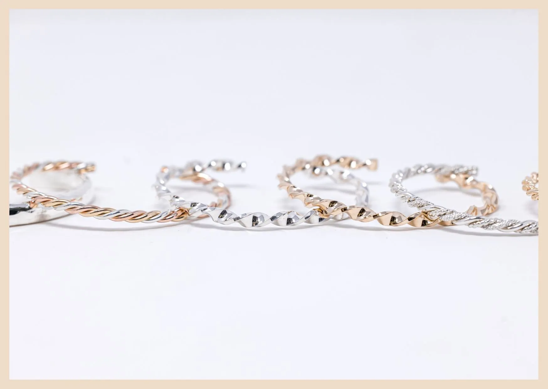 Ethereal Twist Silver Bangle Cuff Bracelet
