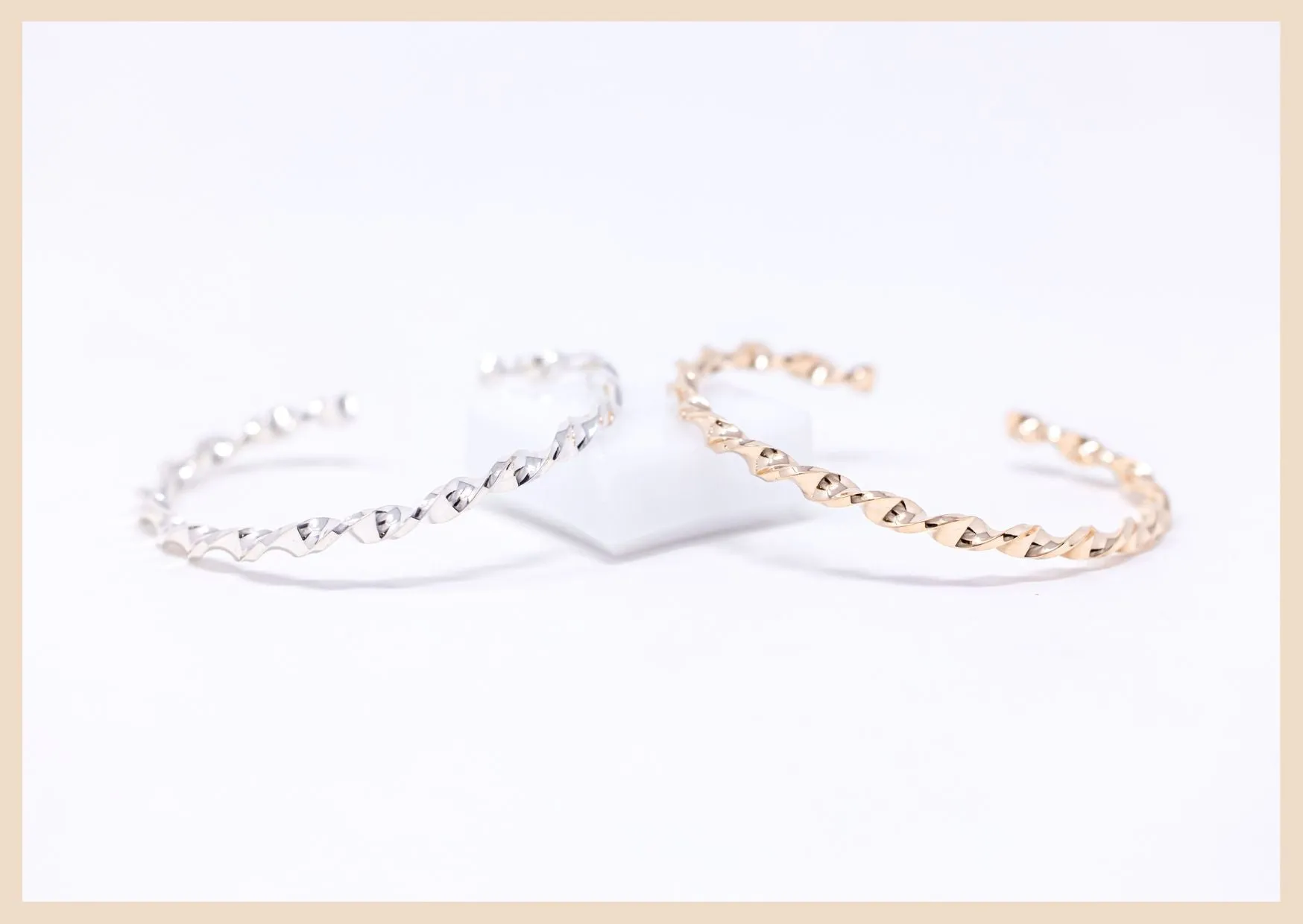 Ethereal Twist Silver Bangle Cuff Bracelet