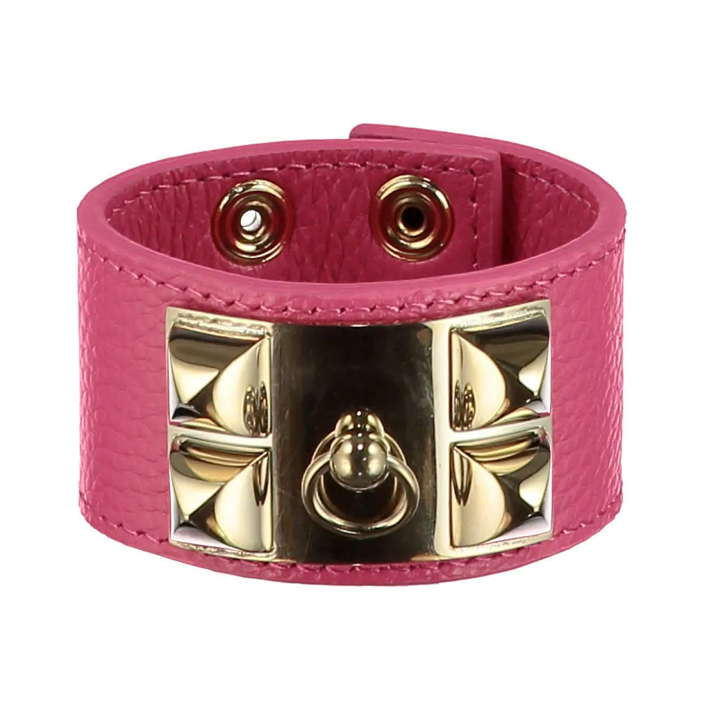 Frida Fuchsia Pink Leather Cuff