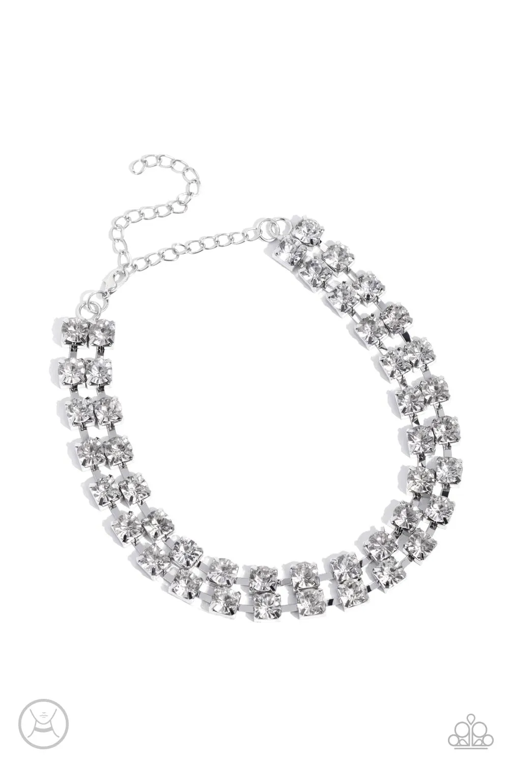 Glistening Gallery - White Necklace - Paparazzi Accessories