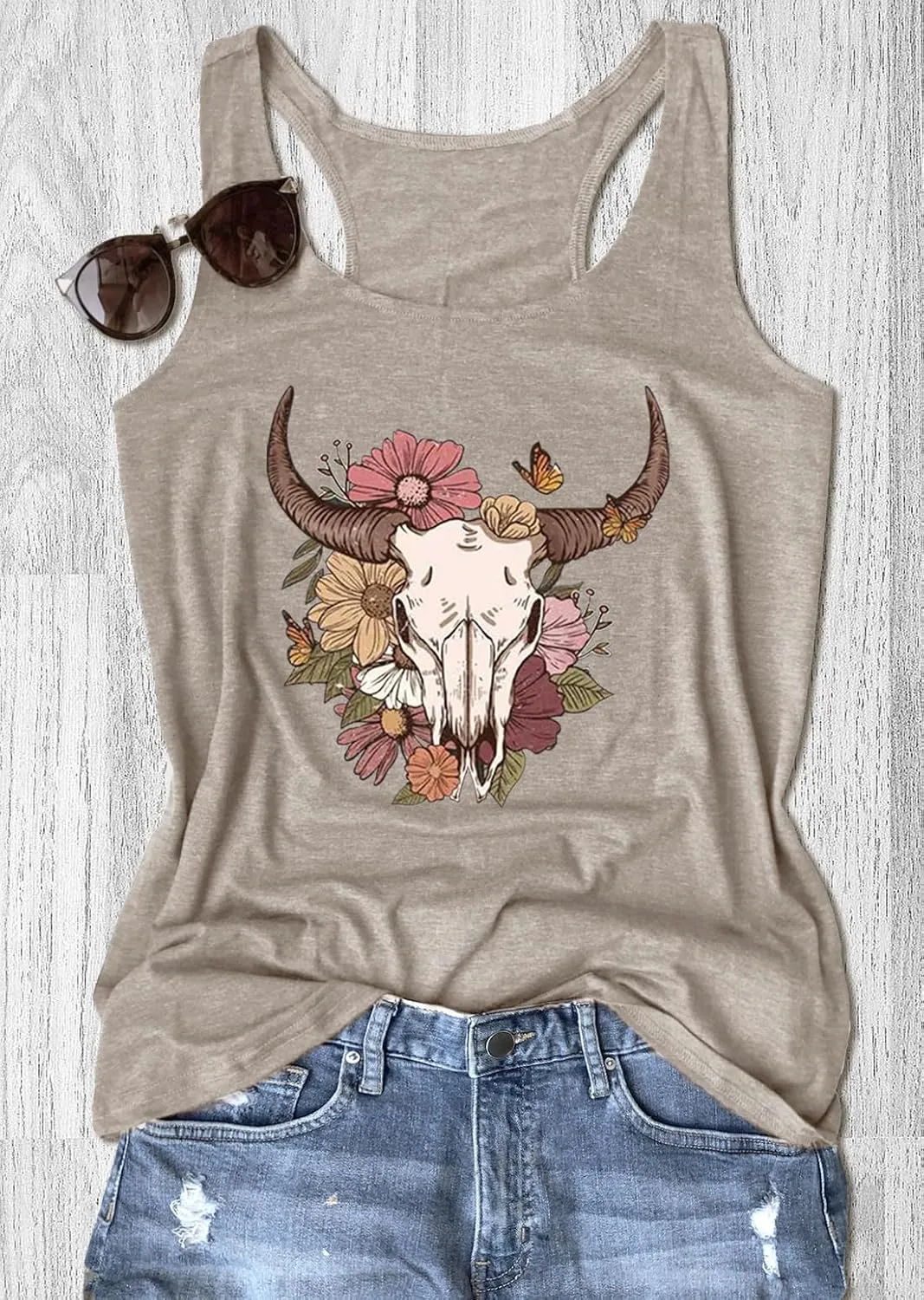 Graphic Tees for Women Summer Tank Tops Vacation Outfits for Women Country Concert Tops Summer Racer Back Tank Tops