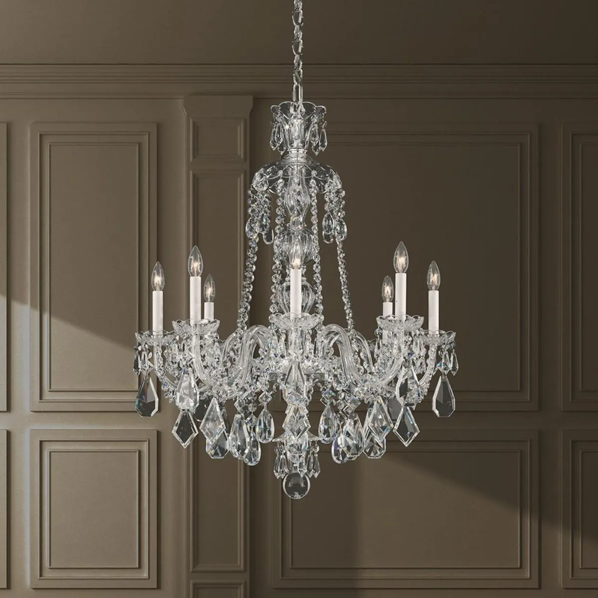Hamilton 8 Light Jet Black Chandelier with Jet Black Heritage Crystals