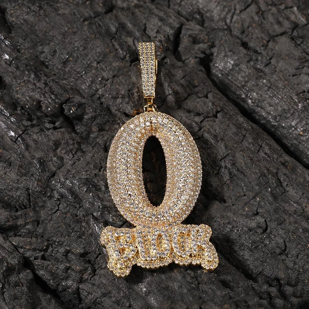 Hip-Hop Style Diamond O Block Zircon Letter Pendant Necklace, Fashion Jewelry 24inch twist chain