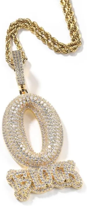 Hip-Hop Style Diamond O Block Zircon Letter Pendant Necklace, Fashion Jewelry 24inch twist chain