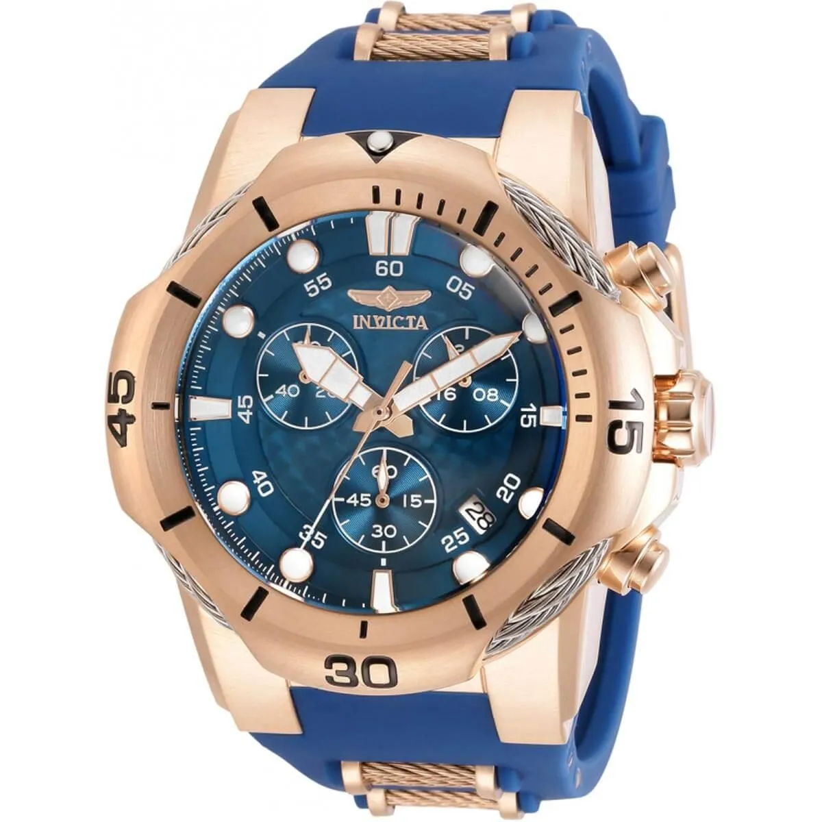 Invicta Men's Chronograph Watch - Bolt Two Tone Blue and Rose Gold Strap | 31957