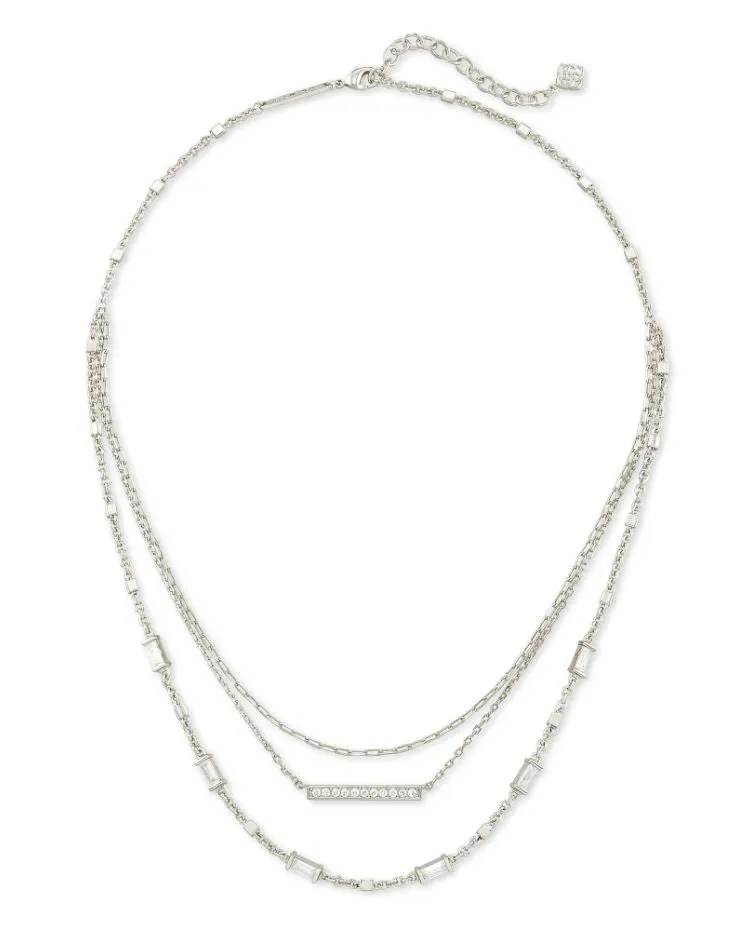Kendra Scott Addison Triple Strand Necklace - Rhodium Plated