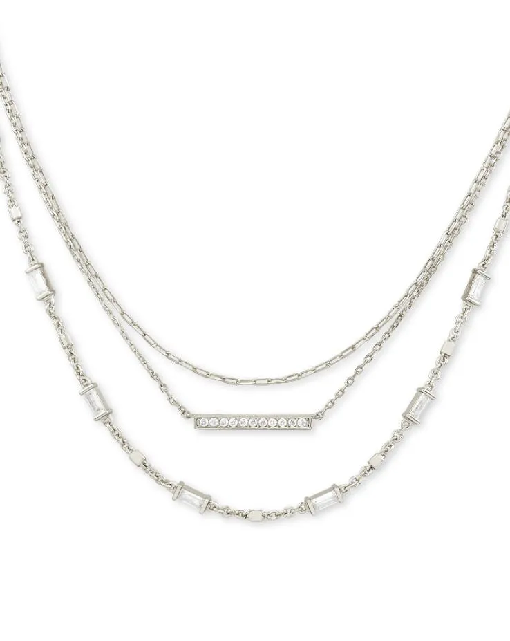 Kendra Scott Addison Triple Strand Necklace - Rhodium Plated