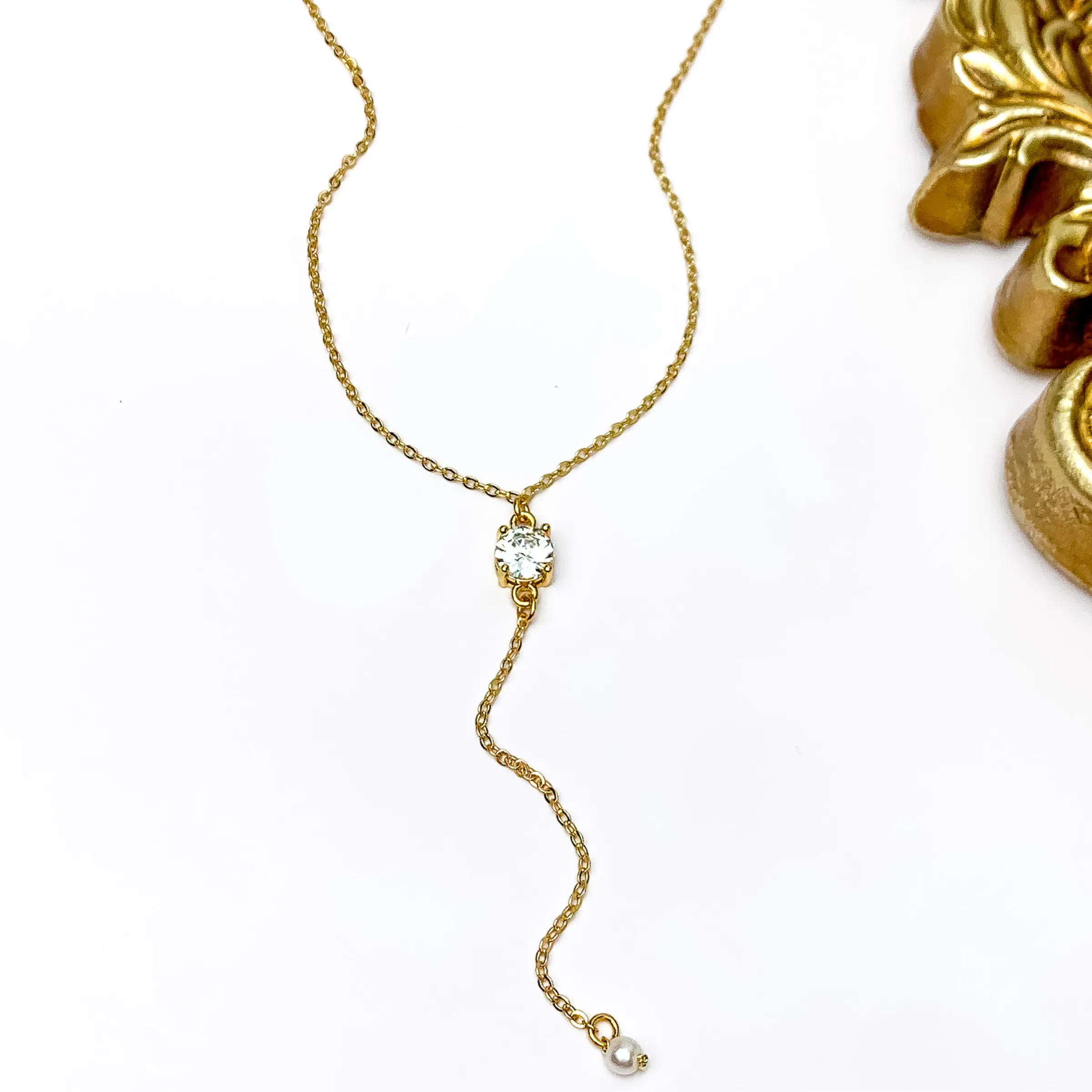 Kinsey Designs | Logan Lariat Necklace with CZ Crystal Pendant