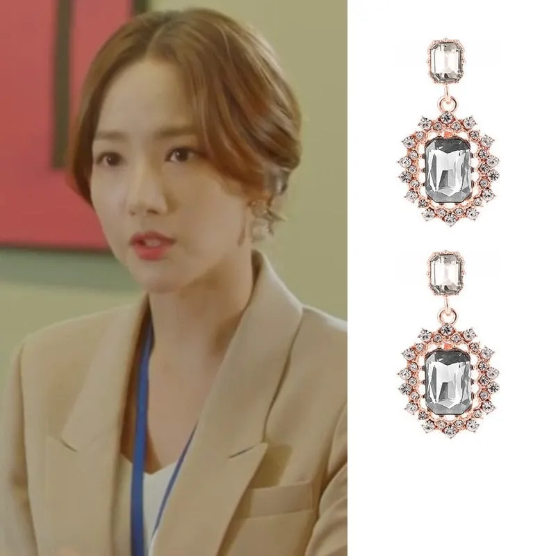 Korean Elegant Crystal Rhinestone Long Drop Earrings