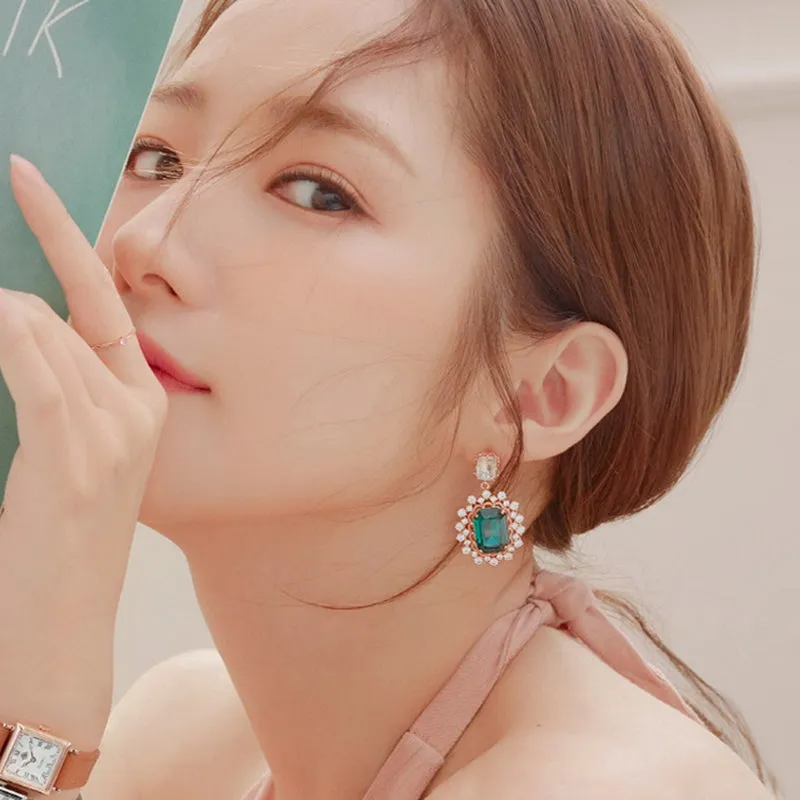 Korean Elegant Crystal Rhinestone Long Drop Earrings