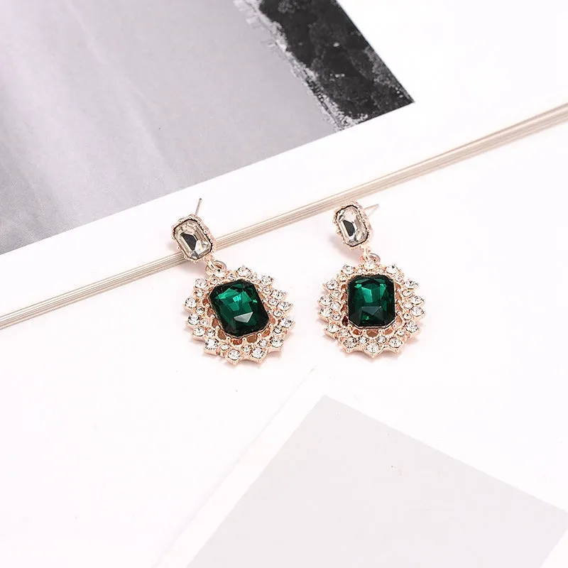 Korean Elegant Crystal Rhinestone Long Drop Earrings