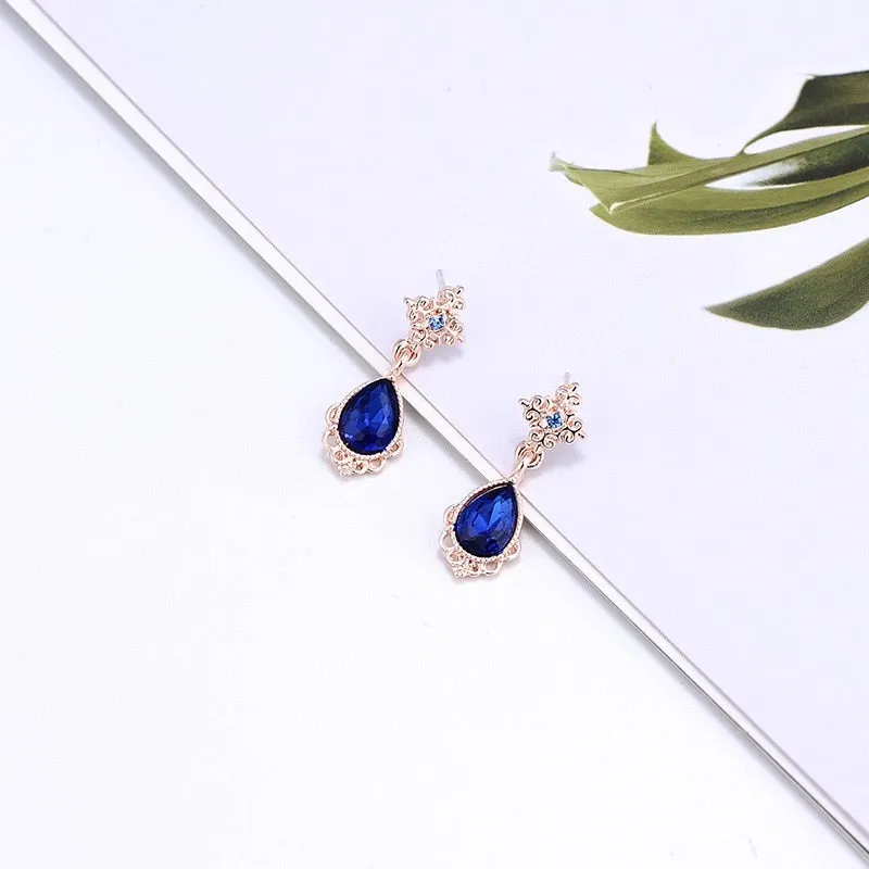 Korean Elegant Crystal Rhinestone Long Drop Earrings