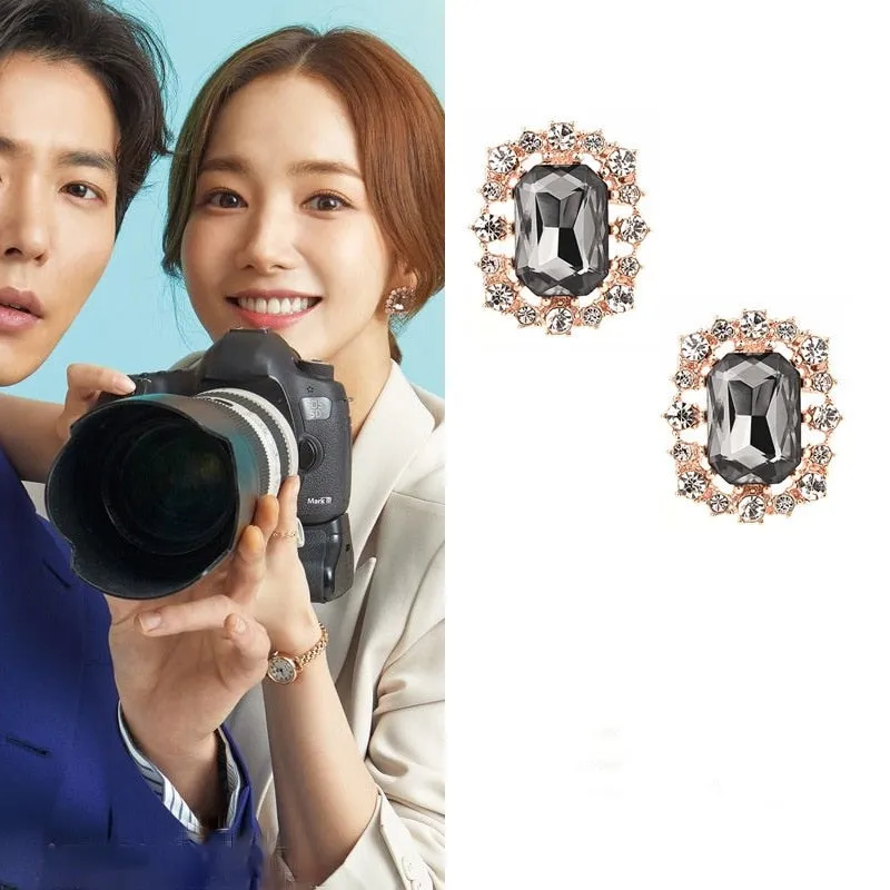 Korean Elegant Crystal Rhinestone Long Drop Earrings