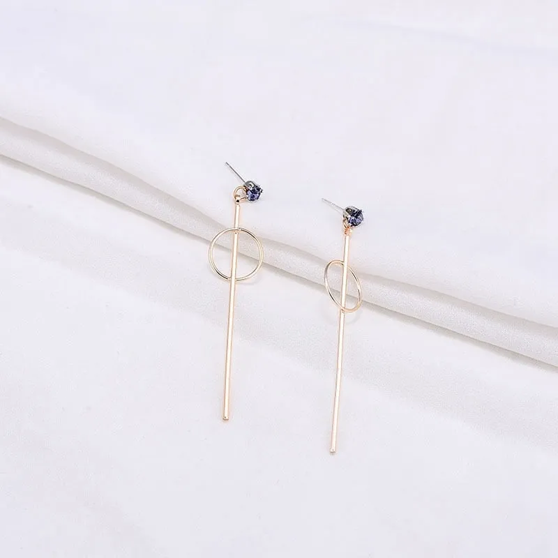 Korean Elegant Crystal Rhinestone Long Drop Earrings