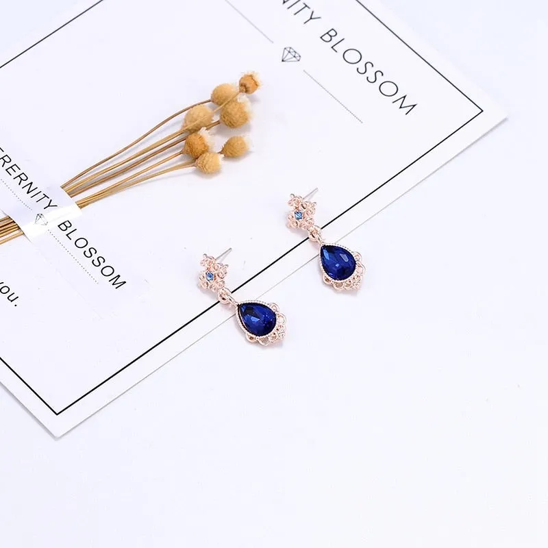 Korean Elegant Crystal Rhinestone Long Drop Earrings