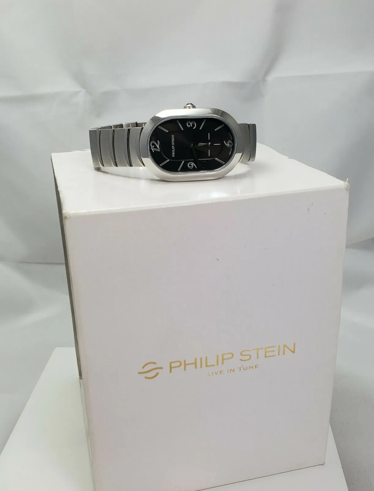 Ladies $850 Philip Stein " Modern Mini" Quartz Stainless Watch