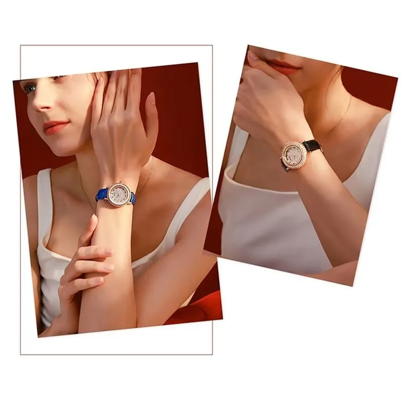 LeatherGlow Multi-Diamond Quartz Watch