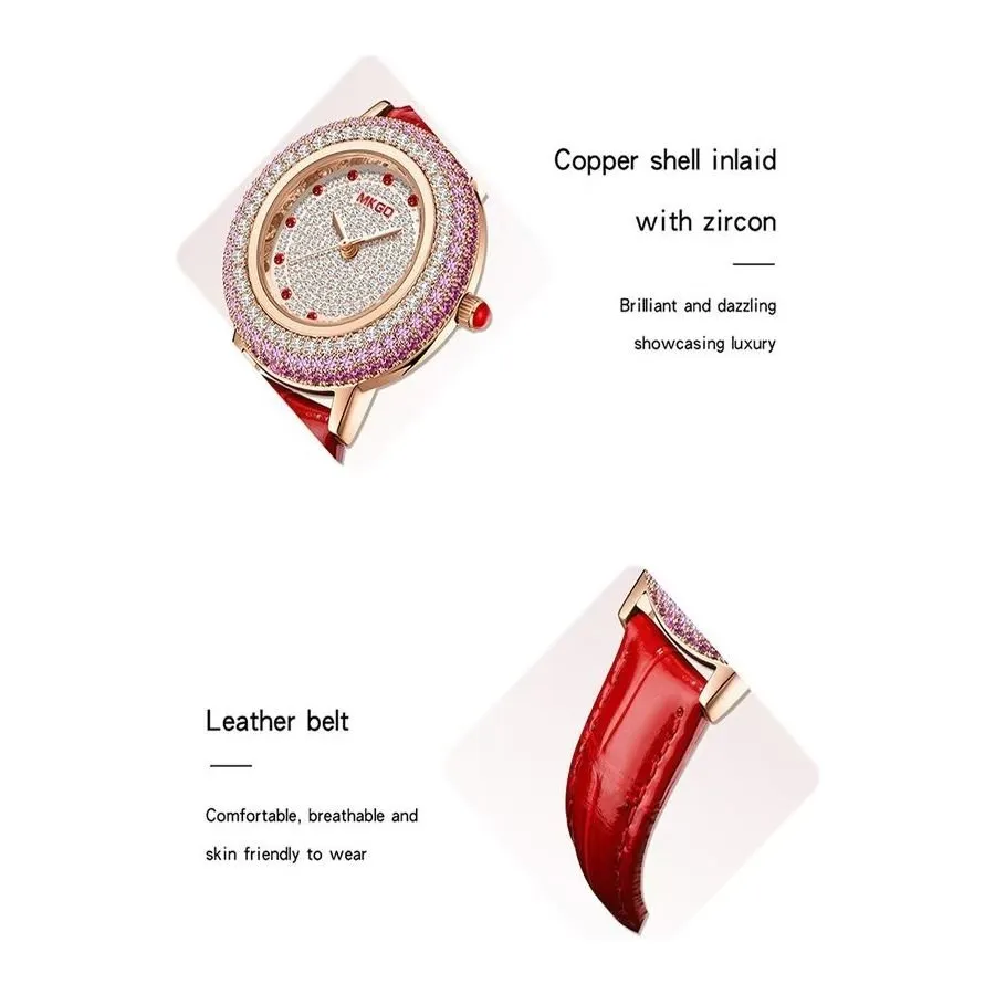 LeatherGlow Multi-Diamond Quartz Watch