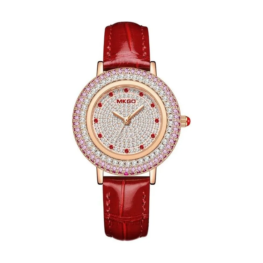 LeatherGlow Multi-Diamond Quartz Watch