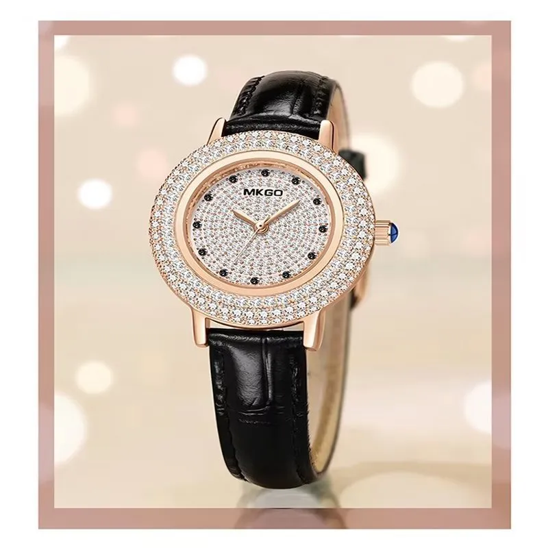 LeatherGlow Multi-Diamond Quartz Watch