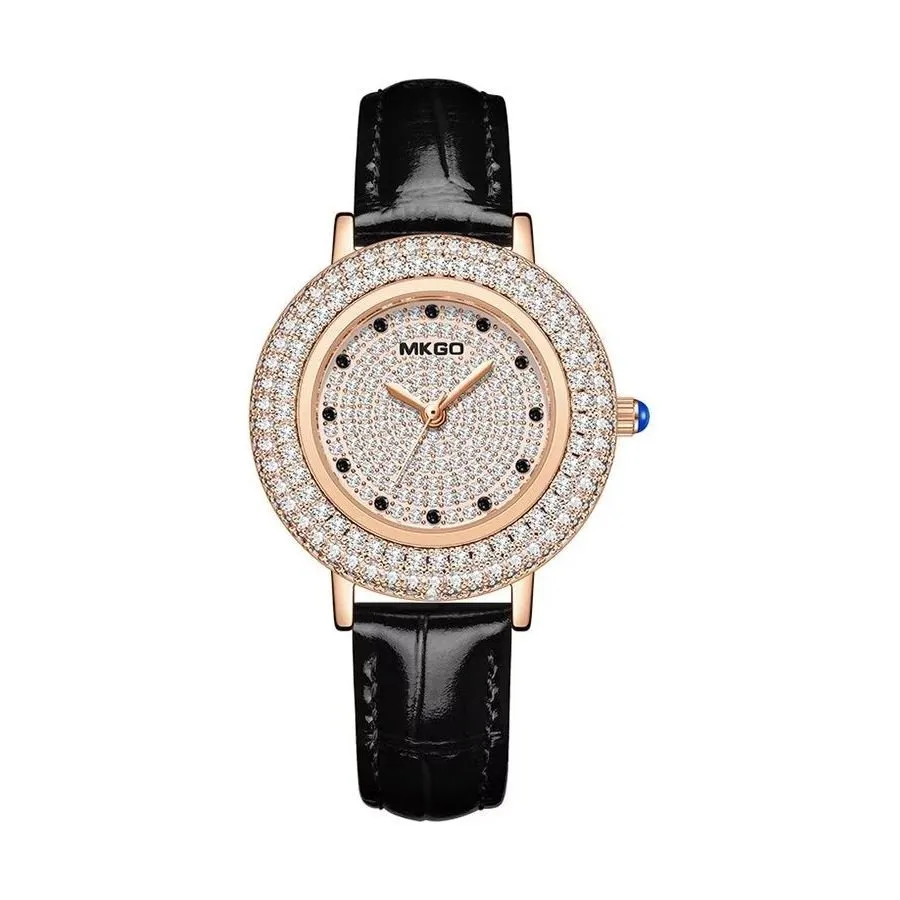 LeatherGlow Multi-Diamond Quartz Watch