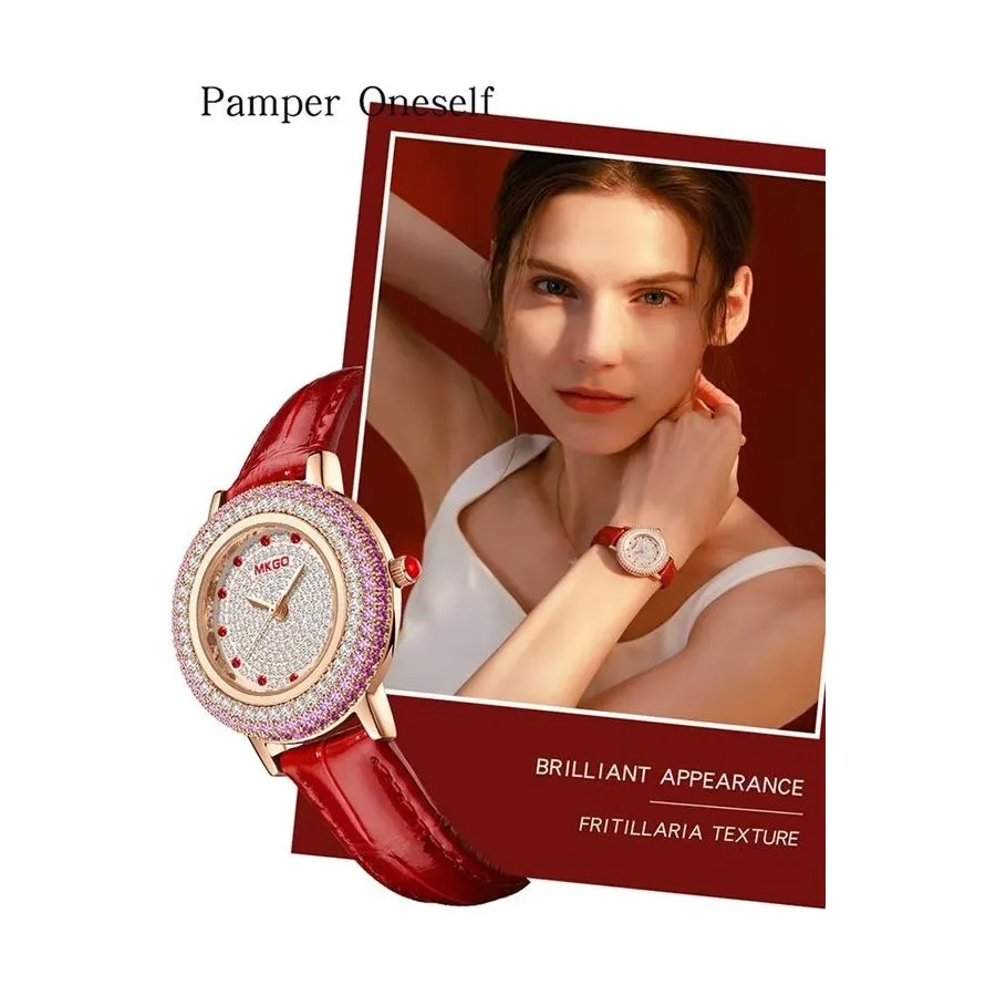 LeatherGlow Multi-Diamond Quartz Watch