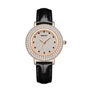 LeatherGlow Multi-Diamond Quartz Watch