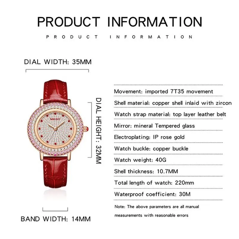 LeatherGlow Multi-Diamond Quartz Watch