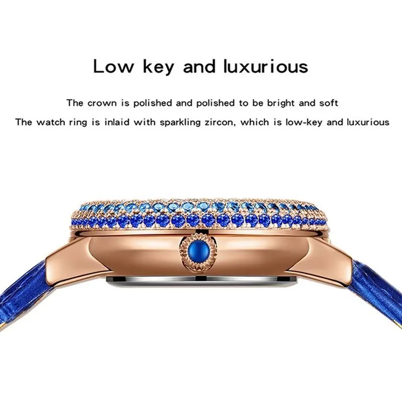 LeatherGlow Multi-Diamond Quartz Watch