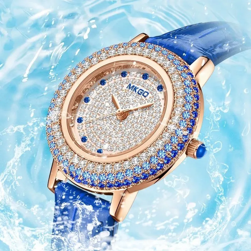 LeatherGlow Multi-Diamond Quartz Watch