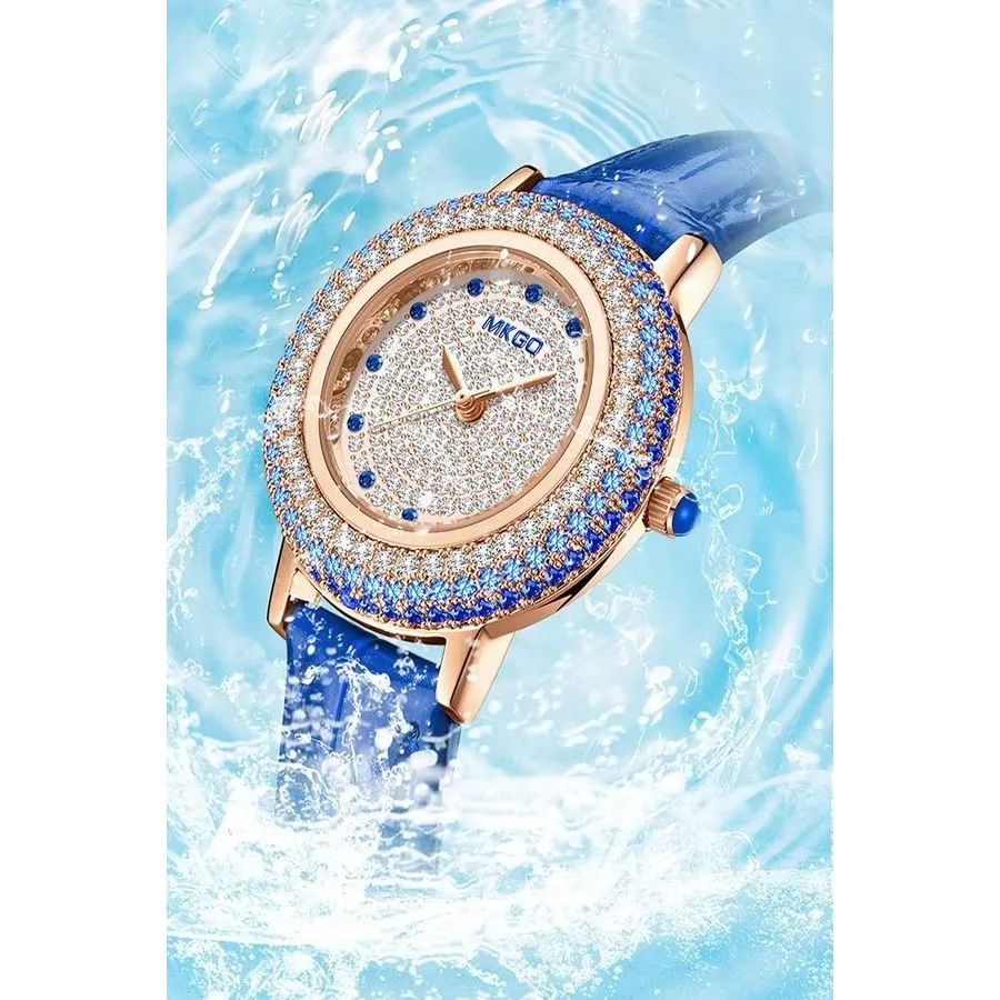 LeatherGlow Multi-Diamond Quartz Watch