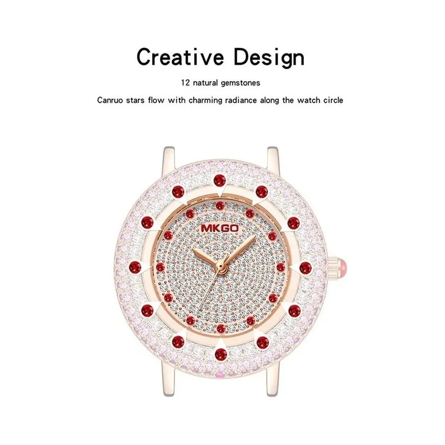 LeatherGlow Multi-Diamond Quartz Watch