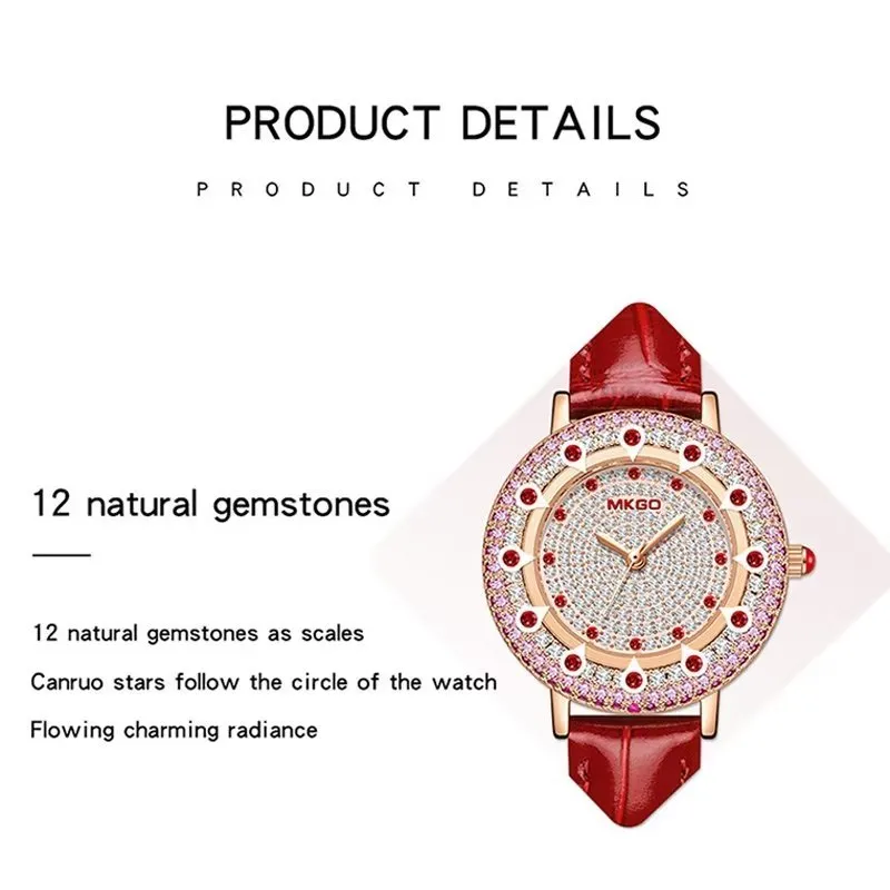 LeatherGlow Multi-Diamond Quartz Watch