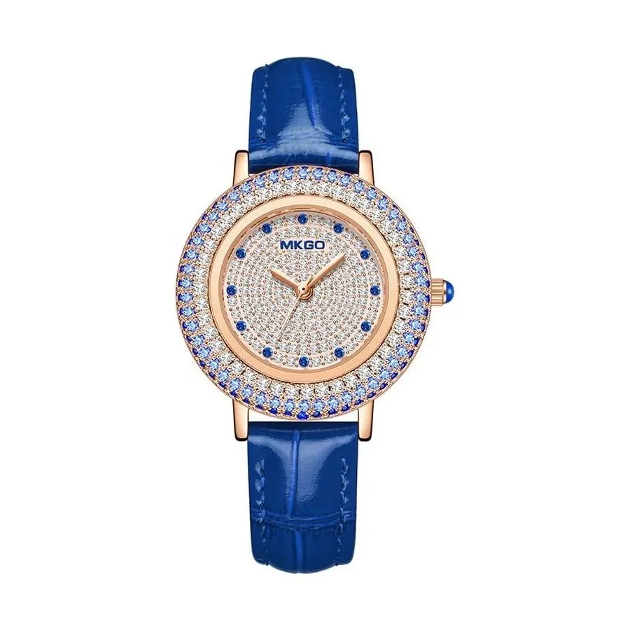 LeatherGlow Multi-Diamond Quartz Watch