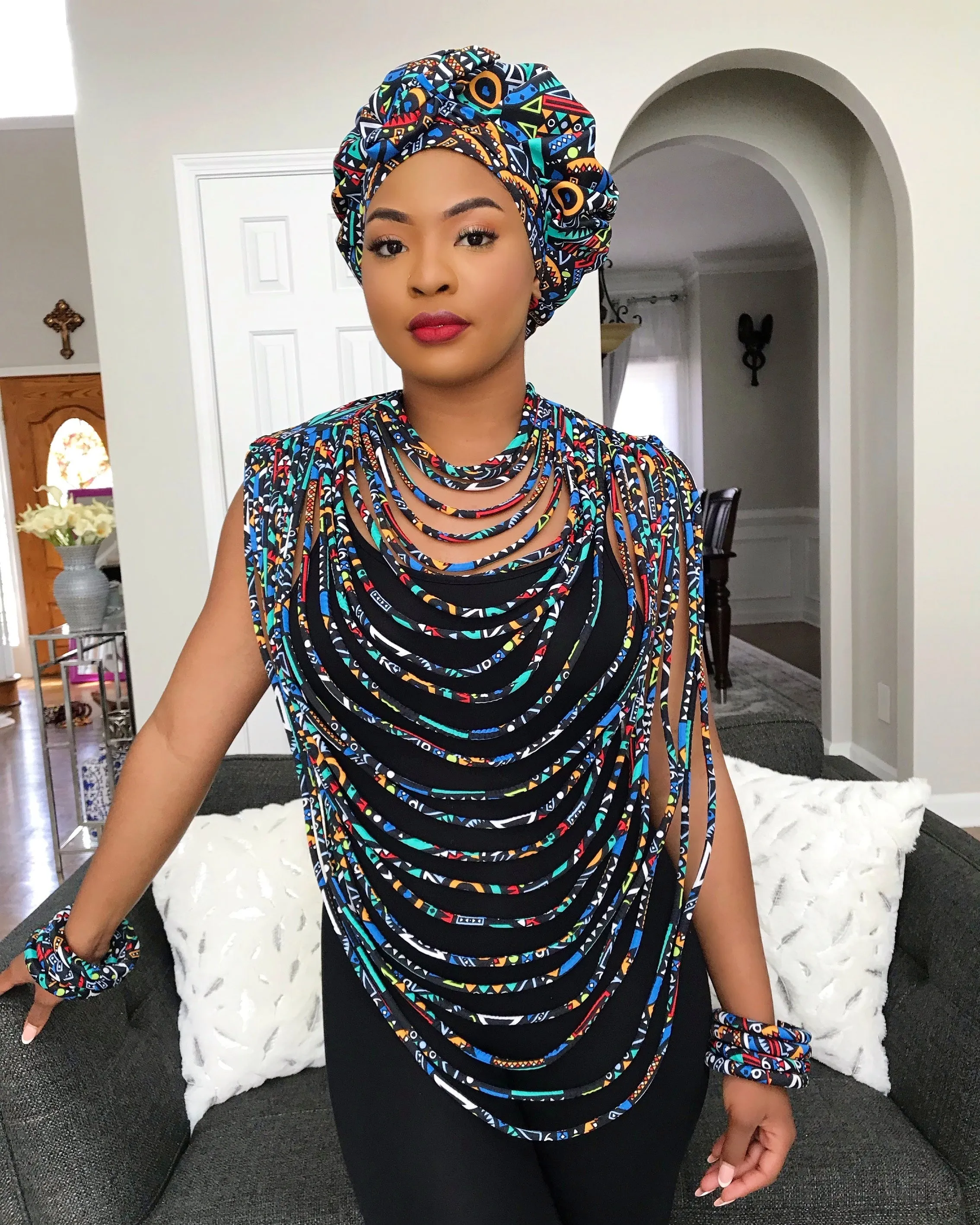 Lesedi African Print 24 Strands Statement Rope