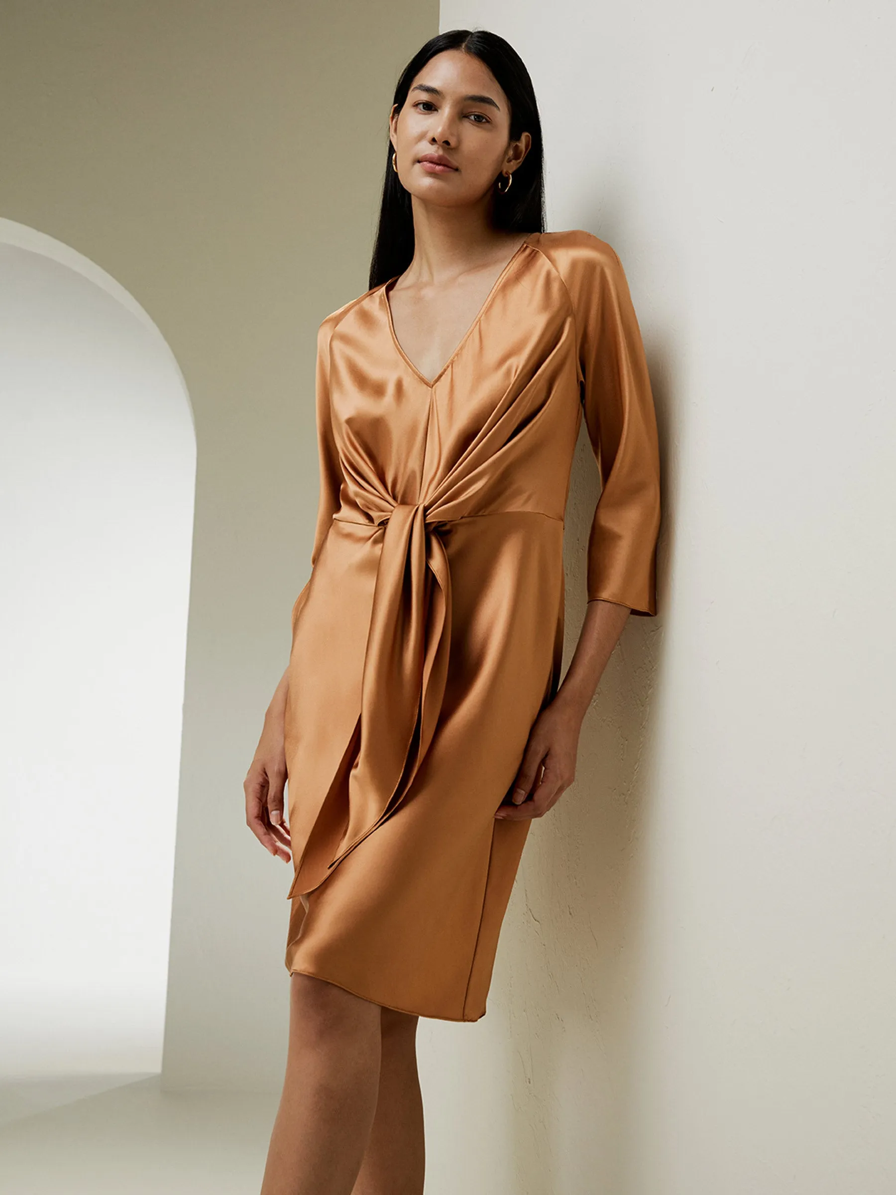 LILYSILK X MIM Bracelet Sleeve Midi Dress